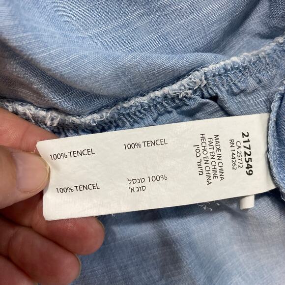 Dex Chambray Dress 3X Short‎ Sleeve Western Cowgirl Ruffle Raw Hem Neckline Soft - Picture 8 of 8